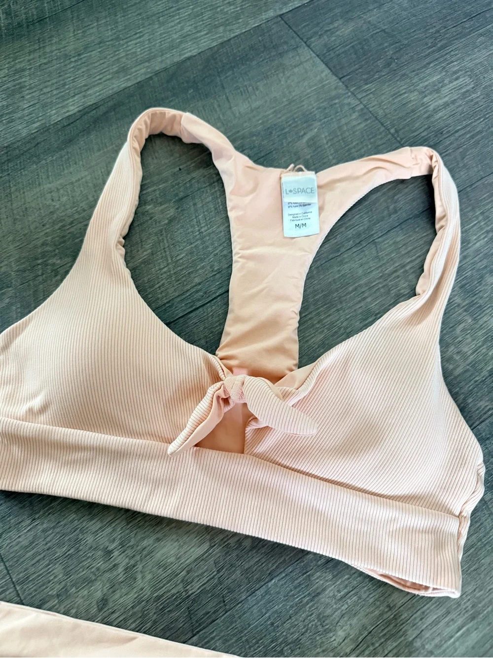 l*space Ribbed Peach-Pink Bikini Set